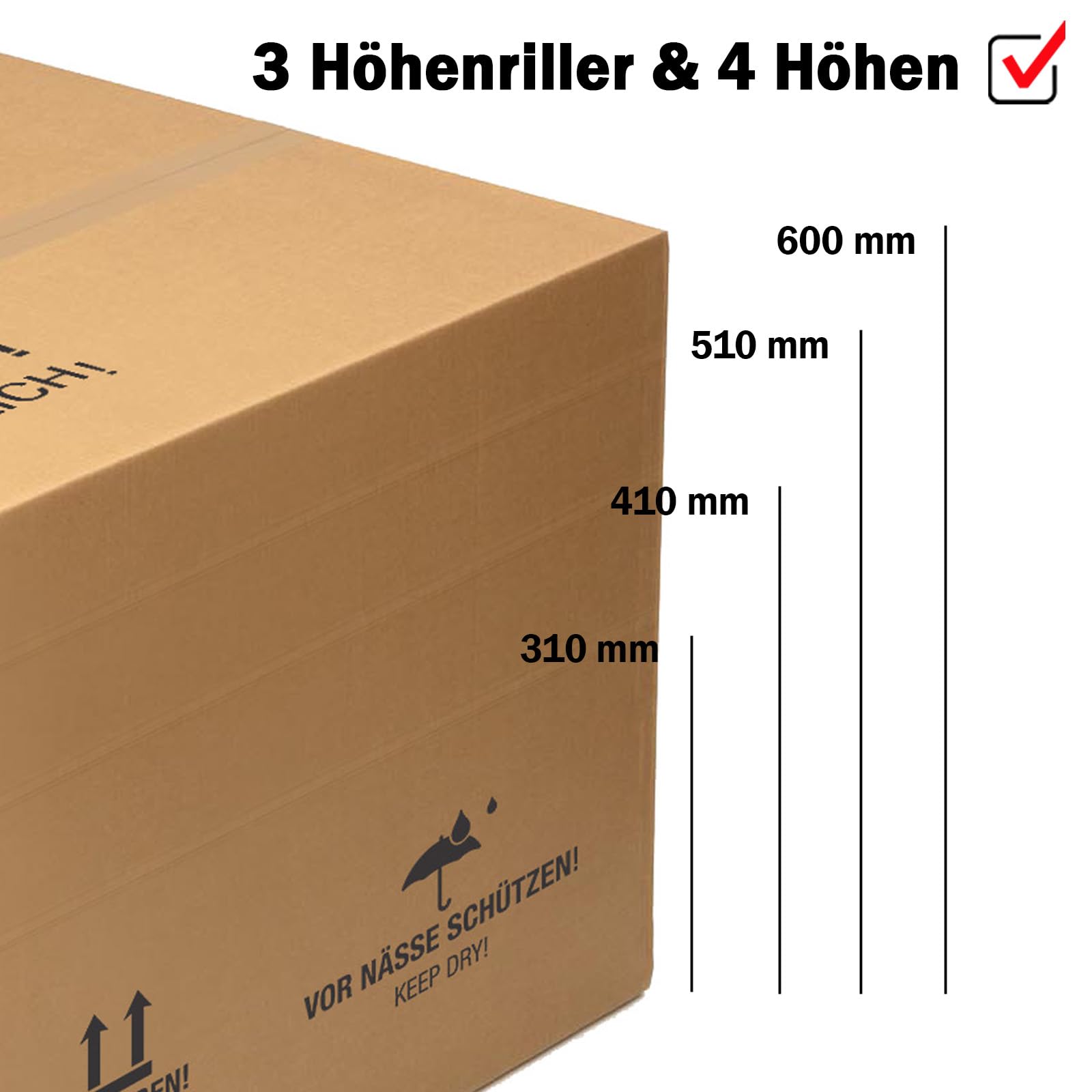 KK Verpackungen Versandkartons 1200 x 600 x 600 mm Braun 2-wellig (Innenmaß 1186 x 586 x 575 mm) | 150 Stück, Große Faltkartons Kartons geeignet für Versand als DHL Paket (KK01)