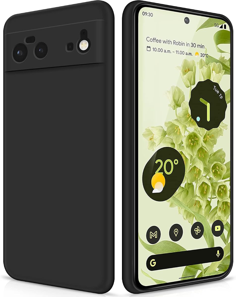 GiiYoon Silicone Case Compatible with Google Pixel 6, Full Body Silky Soft Touch Phone Case with Camera Protection, Shockproof Cover with Microfiber Lining, Black | Full Body Silky Soft Touch, Camera Protection, Shockproof Cover, Microfiber Lining