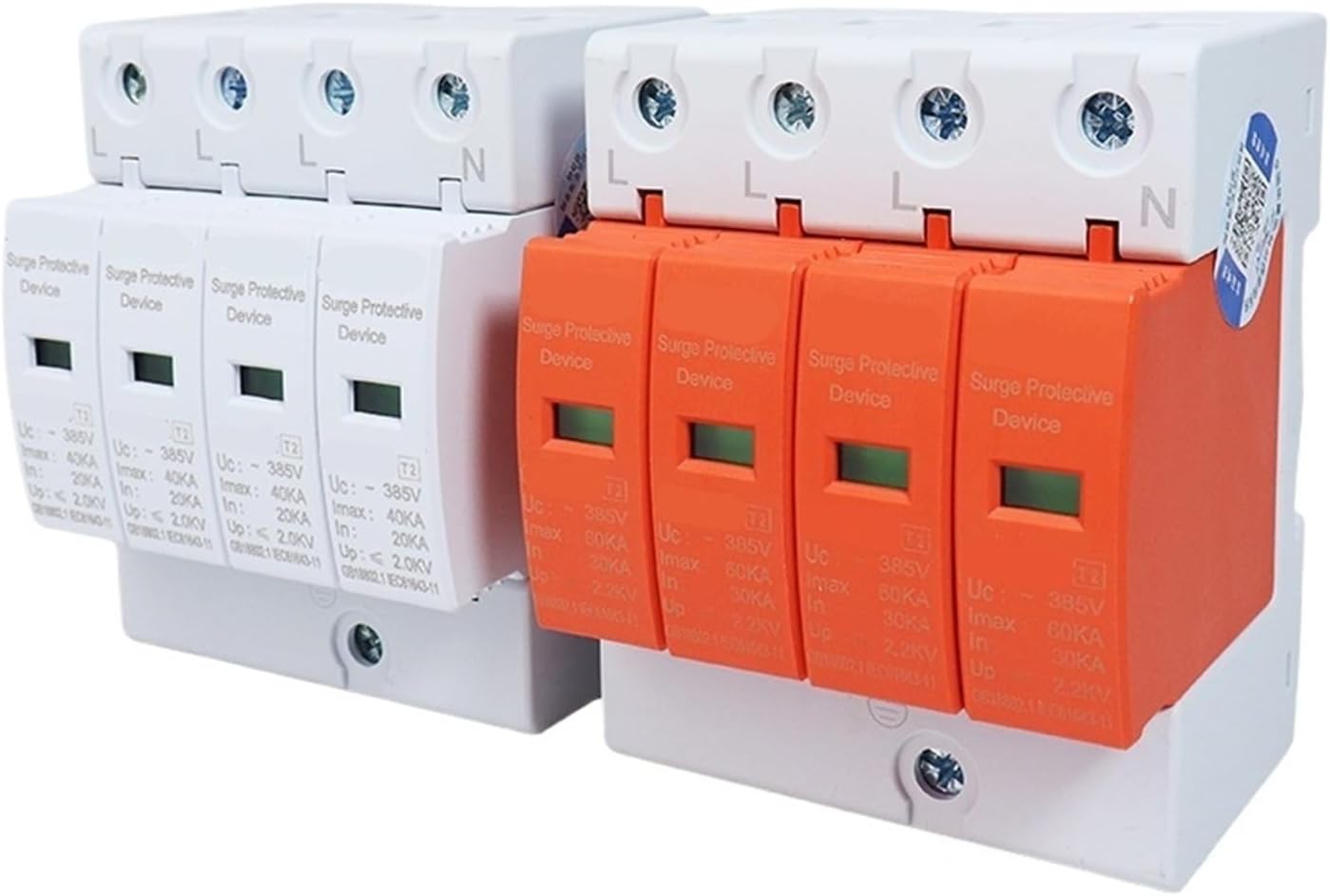 1pcs AC SPD 4P 385V 40KA 60KA Solar PV Surge Protector Din Rail Mounting Protective Low-Voltage Arrester Device for House(20-40KA)