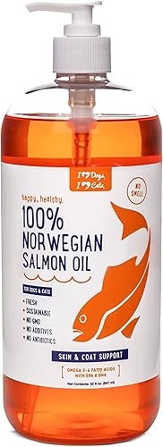 iHeartDogs Aceite de salmón para perros y gatos – Aceite de pescado nutritivo Omega 3 para perros que favorece la alergia y el alivio de la picazón,