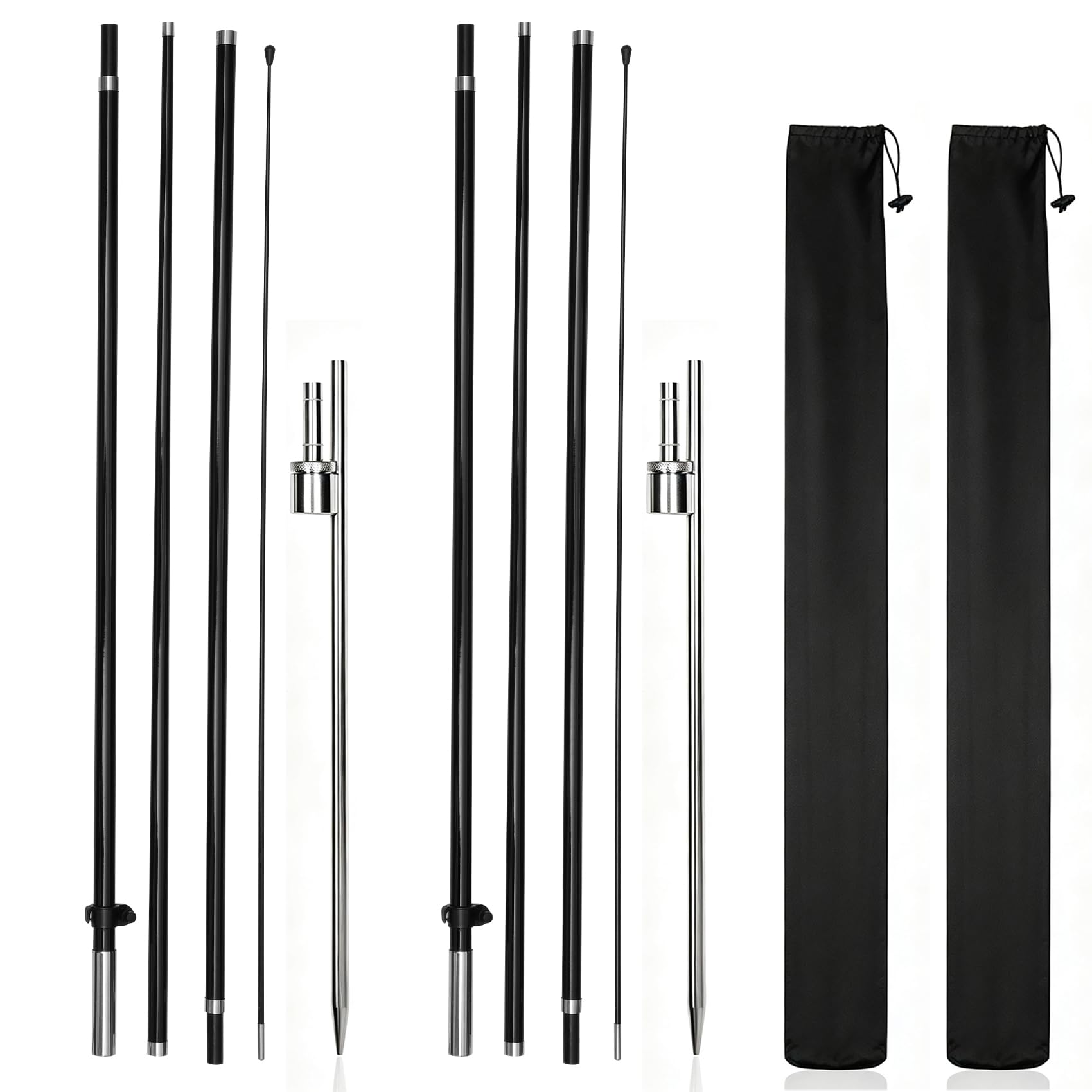 View 1 of 2 Pack 15FT Fiberglass Feather Flag Pole Kit for Swooper & Flutter Flags