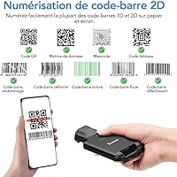 Vista 5 de Eyoyo Escáner de código de barras de teléfono con clip trasero Bluetooth, lector de código de barras inalámbrico QR 1D 2D con batería recargable