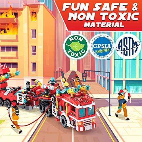 image for Graceduck Construction Building Toys for Kids - 25 in 1 Fire Truck Boa