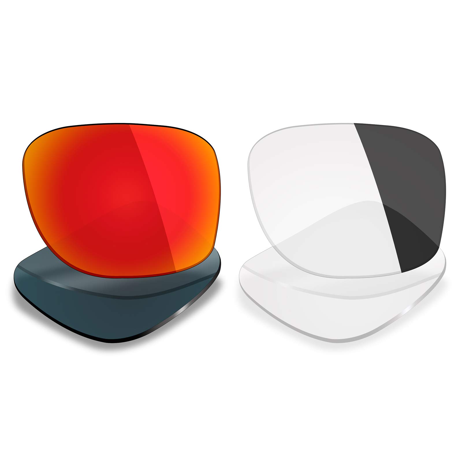 Mryok 2 Pares de Lentes polarizadas de Repuesto para Gafas de Sol Oakley Holbrook – Opciones, Talla única, Fire Red & Eclipse Grey Photochromic