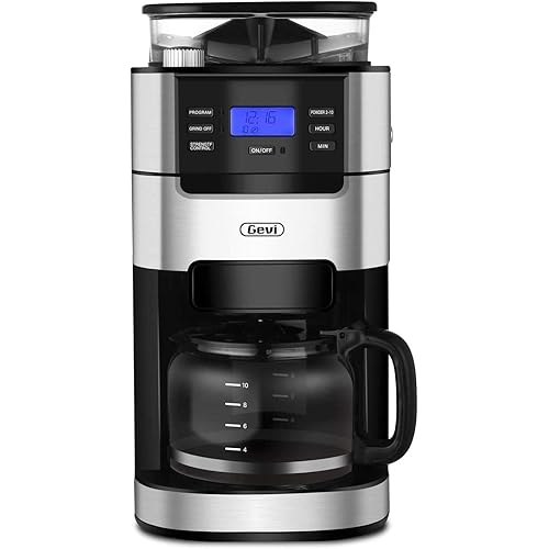 10-Cup Drip Coffee Maker, Brew Automatic Coffee Machine with Built-In Burr Coffee Grinder, Programmable Timer Mode and Keep Warm Plate, 1.5L Large Capacity Water Tank, Removable Filter Basket, 950W, Black1
