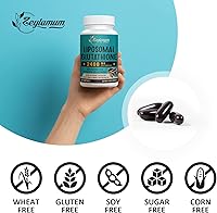 Vista 6 de Cápsulas blandas de glutatión liposomal de 2400 MG, absorción máxima, forma activa reducida de L-glutatión (GSH), con ácido hialurónico