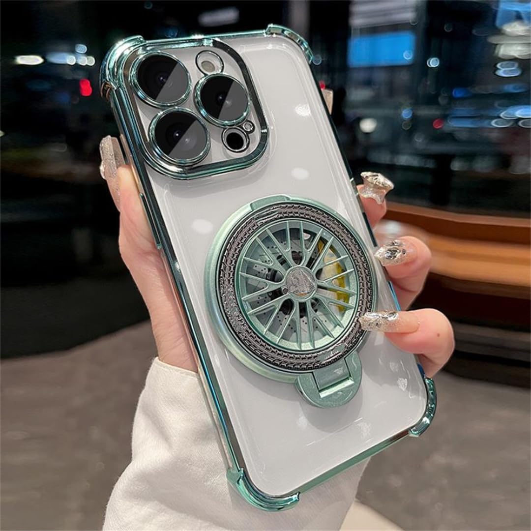 Coque rotative iPhone 16 Plus transparente et finitions plaquées vertes - 6