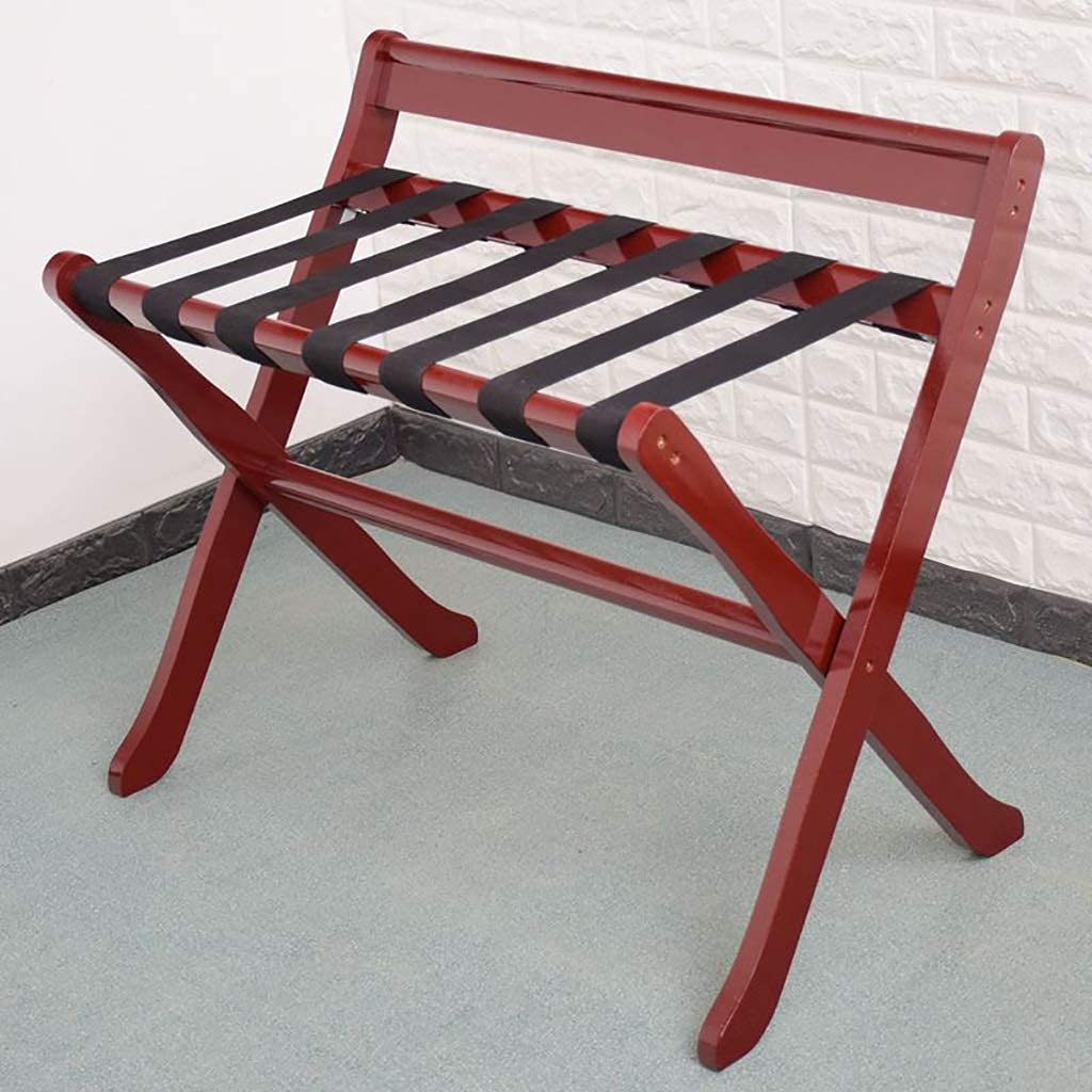 Porte-bagages en bois pliant 80x50x68cm rouge pour valises et rangement au sol