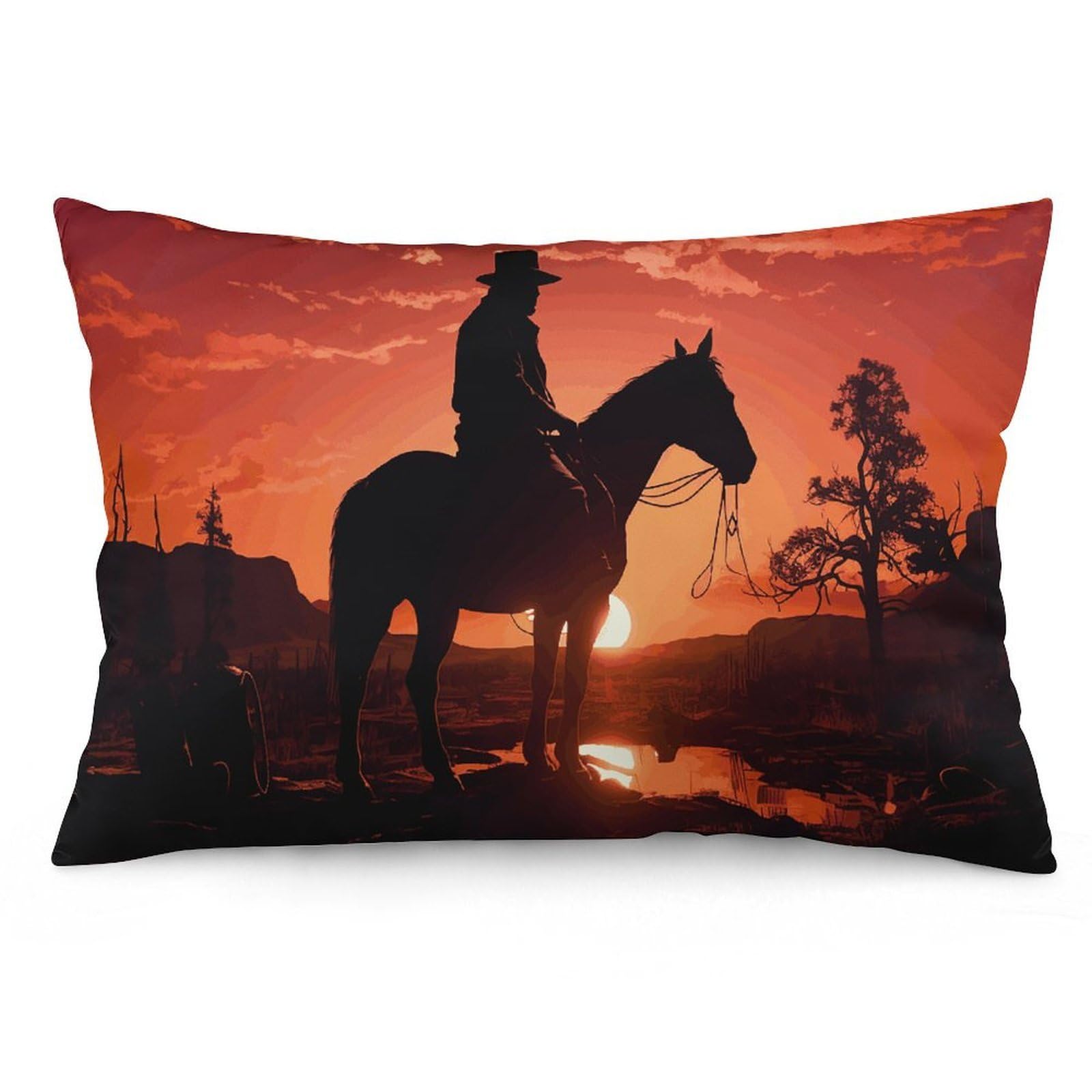 2 Pack Pillow Cases for Hair and Skin, Soft Breathable Pillow Case Covers with Hidden Zipper, Cowboy West Pillowcase 12 "x20 Pillow Covers for Sleeping Gift