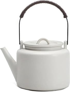 27oz Small Teapot for 1-2 People, Dry Heat Resistant Ceramic Tea Pot, Heatproof Stovetop Safe Tea Kettle, Classic Black & White Porcelain Teapot with Handle for Home Office Tea Love