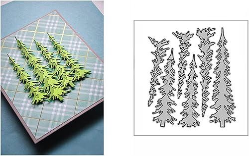 Miniatura 5 de Juego de 6 troqueles de metal para árbol de Navidad, plantillas de marco de plantas de pino, manualidades, tarjetas, troqueles de corte, troqueles