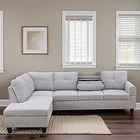 Vista 11 de Sofá seccional en forma de L con chaise, sofás seccionales de 3 piezas modulares convertibles para juegos de muebles de sala de estar y apartamento
