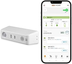 KDDI Easy Monitoring Plug Perfect for Travel LTE Built-in, No Wi-Fi Required Remote Monitoring of Presence, Light Intensity, Temperature and Humidity, and Power Usage via Smartphone Simply Plug into