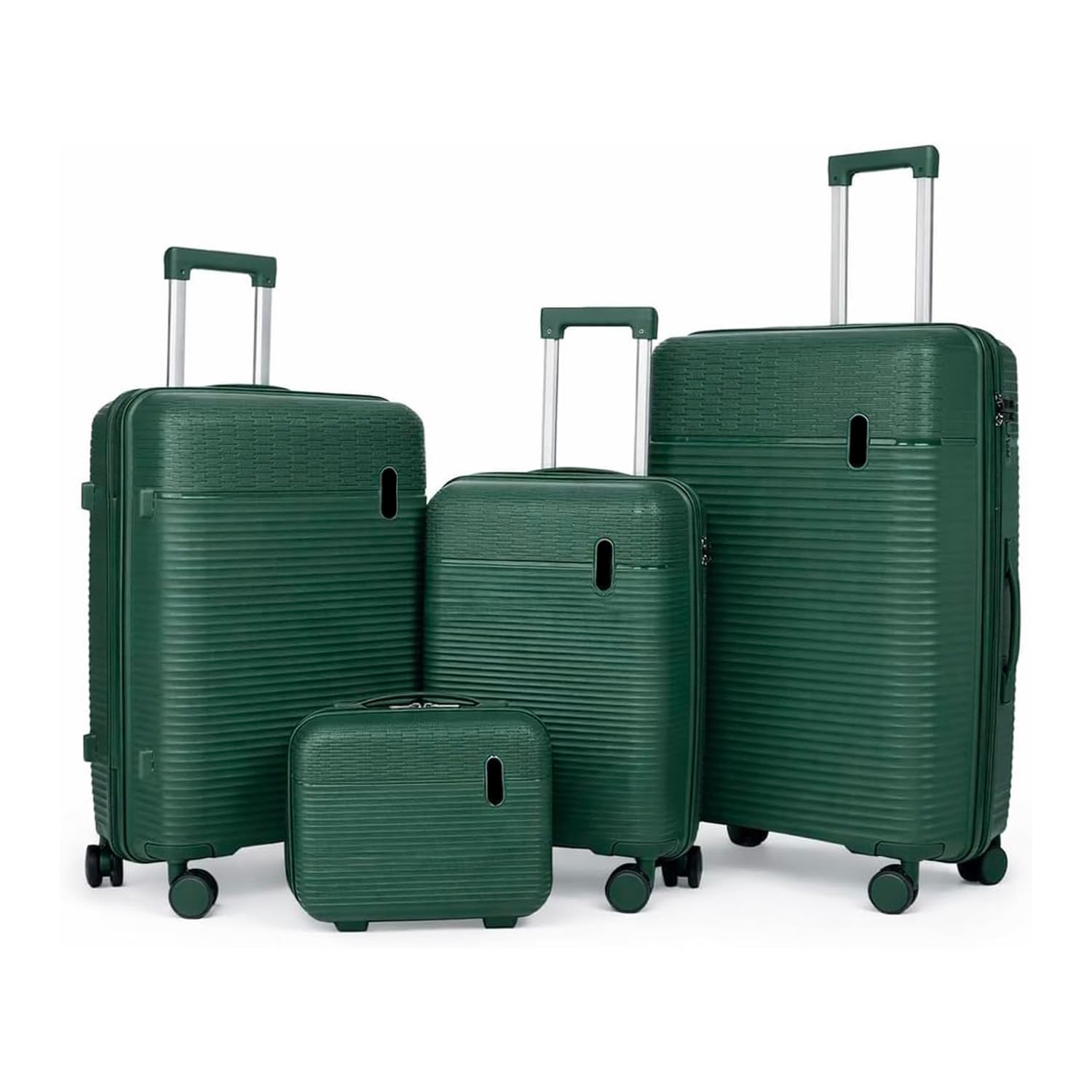 Avilia Set Valigie da Viaggio Rigide in ABS con Beauty Case - Set 3 Trolley 4 Ruote Doppie, Valigia Piccola Media Grande, Organizzazione Interna, Chiusura Rinforzata - Set 4 Pezzi (Verde)
