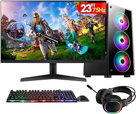 PC Gamer Completo 2Eletro Player, Intel Core i5, 16GB RAM, Placa de vídeo Geforce 4GB, SSD 1TB, Fonte 500W, Monitor 23" Full HD 75Hz, Kit Gamer com Headset - PG2E-LED1008PL