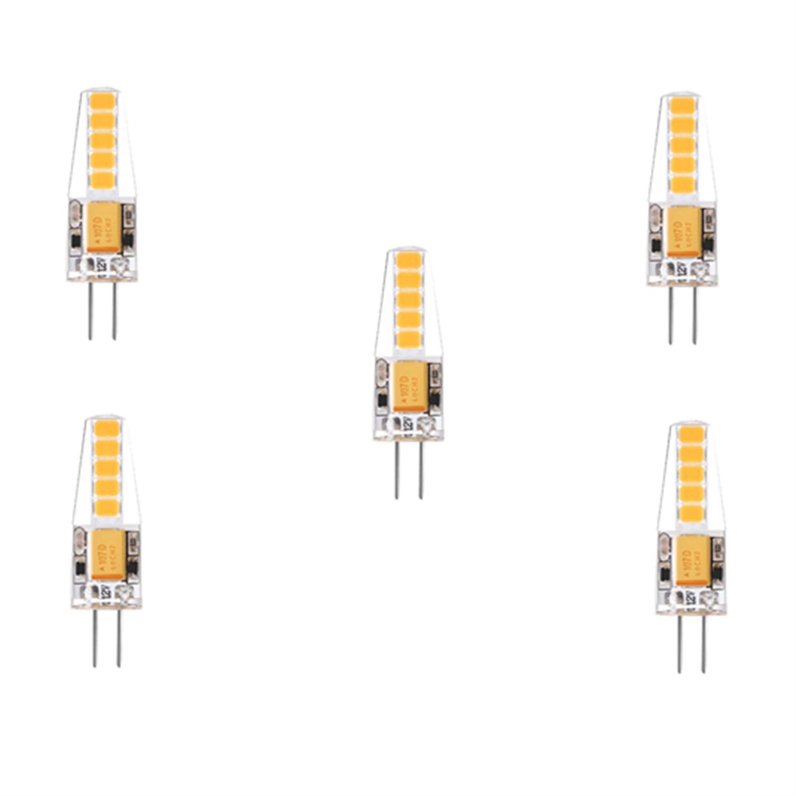 WELSUN G4 LED Lamp 2W 170 LM 10led 2835 Warm White/Cool White LED Bi-pin Light AC 12 V 5pcs (Color : Warm white)