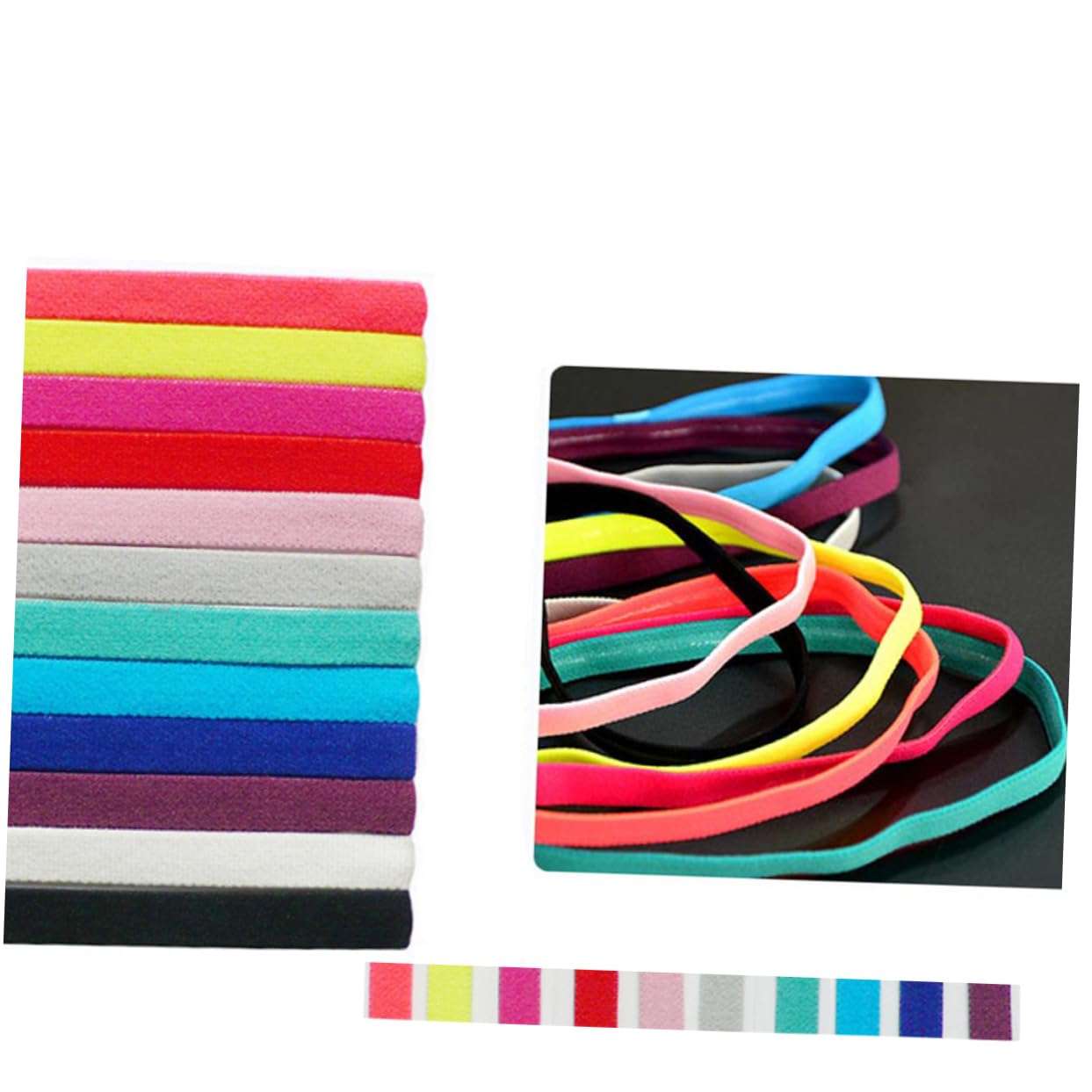 BESPORTBLE 30pièces Bandeaux De Sport Élastiques Antidérapants pour Yoga Course Et Fitness Couleurs Mélangées Anti-Transpiration Et Confortables