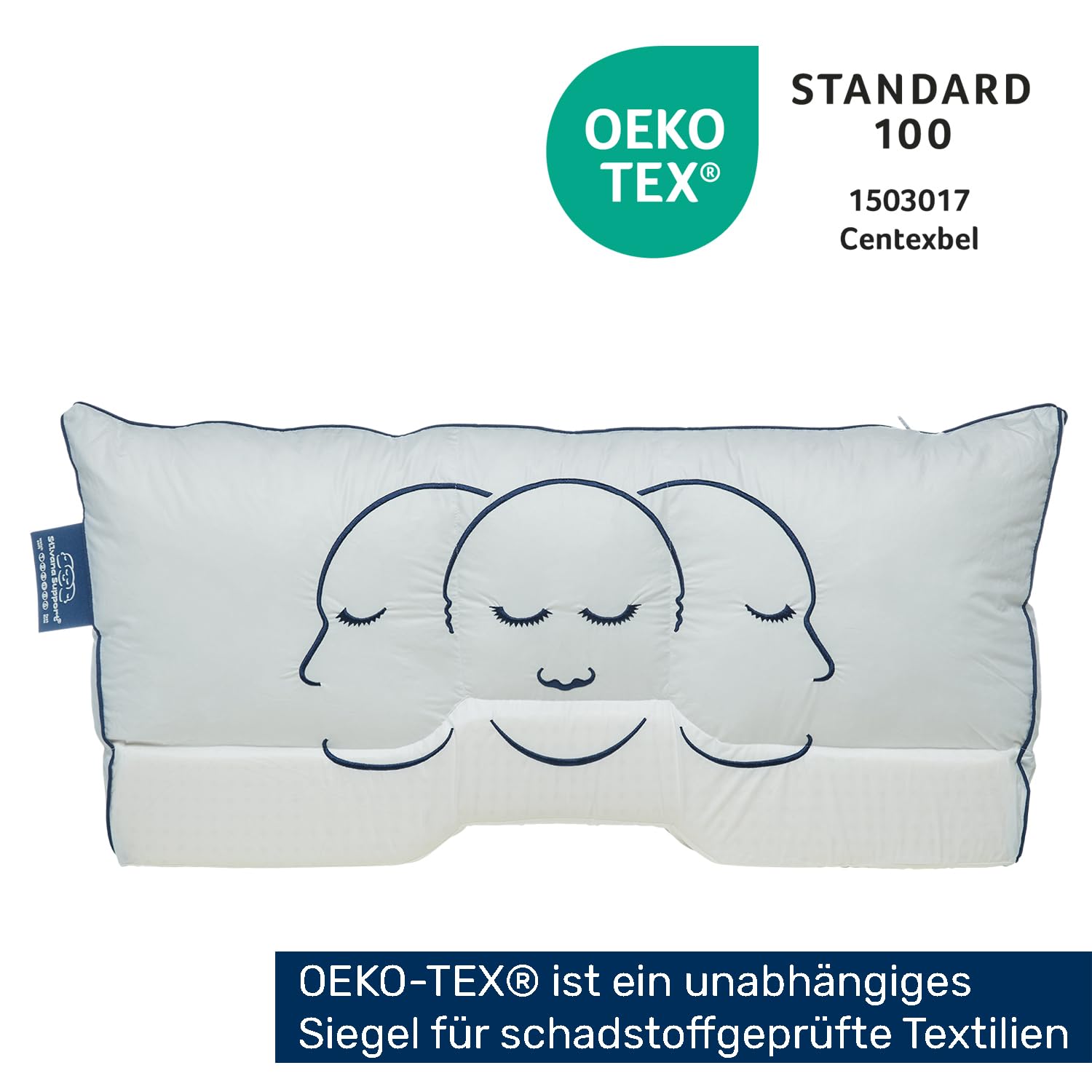 Blau – Orthopädisches Nackenstützkissen 40x80 cm – Medium Fest – AGR-Zertifiziert & Oeko-TEX – Ergonomisch für Seiten- & Rückenschläfer – Made in den Niederlanden