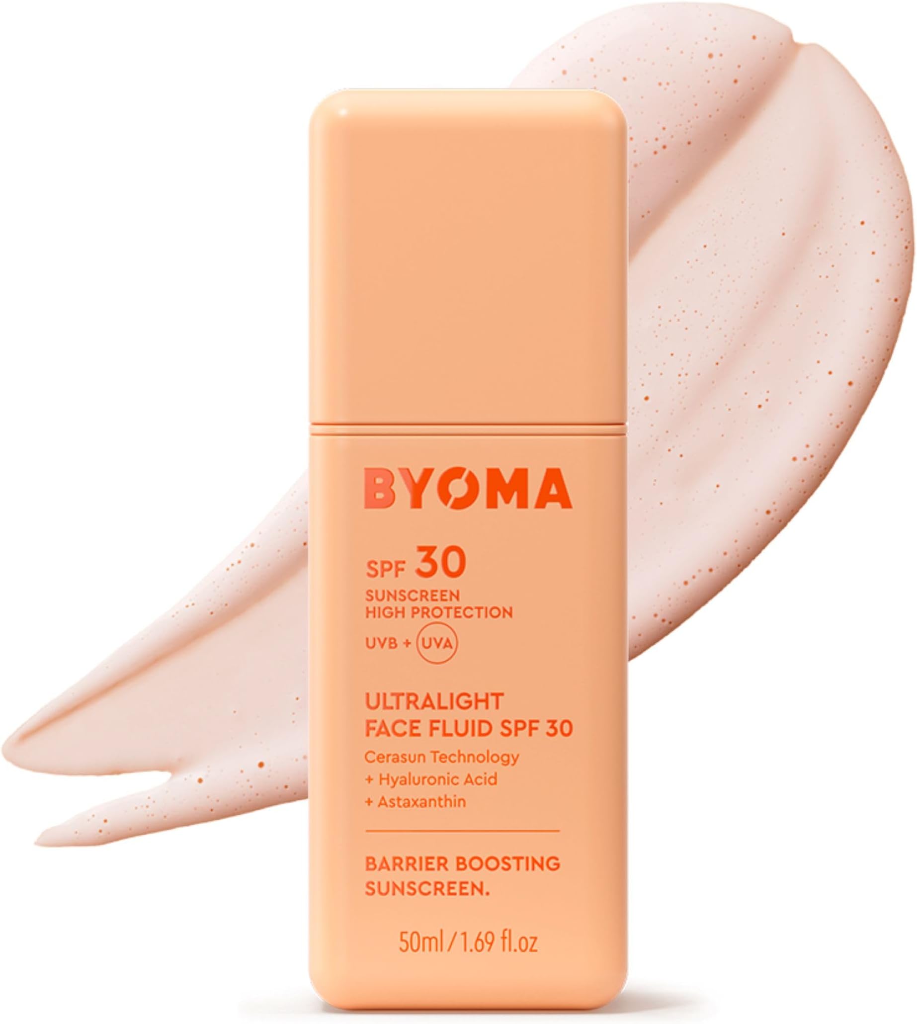 BYOMA SPF 30 Face Fluid (50ml) Ultra-Lightweight Facial Sunscreen with UVA/UVB Protection - Luminous Glow, No White Cast - SPF Moisturiser Strengthens Skin Barrier