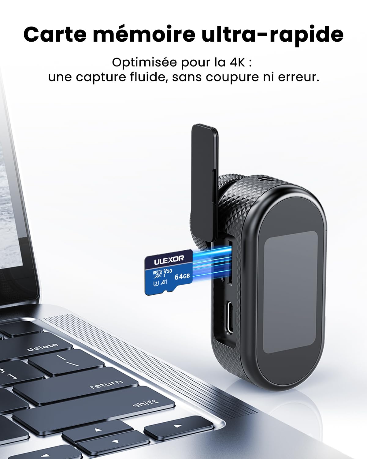 Mini Caméra Sport 4K avec Écran 1.47", Caméra Corporelle Magnétique Portable, POV WiFi, Batterie 150 Min, Idéal Vlog, Vélo, Moto et Piéton (Carte 64Go Incluse)