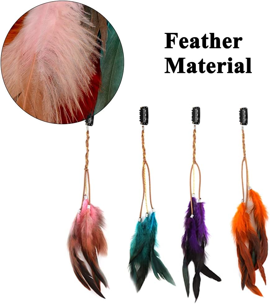 8 PCS Feather Hair Clips, Handmade Boho Hair Extensions - Image 4