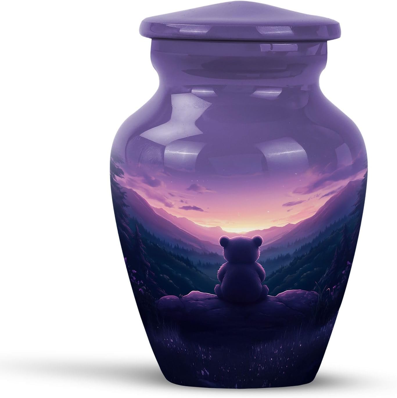 Purple Teddy Bear Miniature Urns for Human Ashes - Funeral Keepsake Purple Urns for Women & Men - Small Memorial Cremation Keepsake for Ashes - Ash Holder 3 Inch