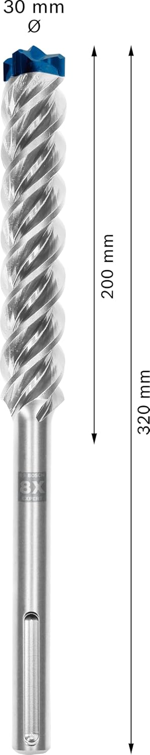 Bosch 1x Expert SDS max-8X Hammer Drill Bit (for Soft Stone, Hard Stone, Ø 30,00 mm, Professional Accessory Rotary Hammer Drill)