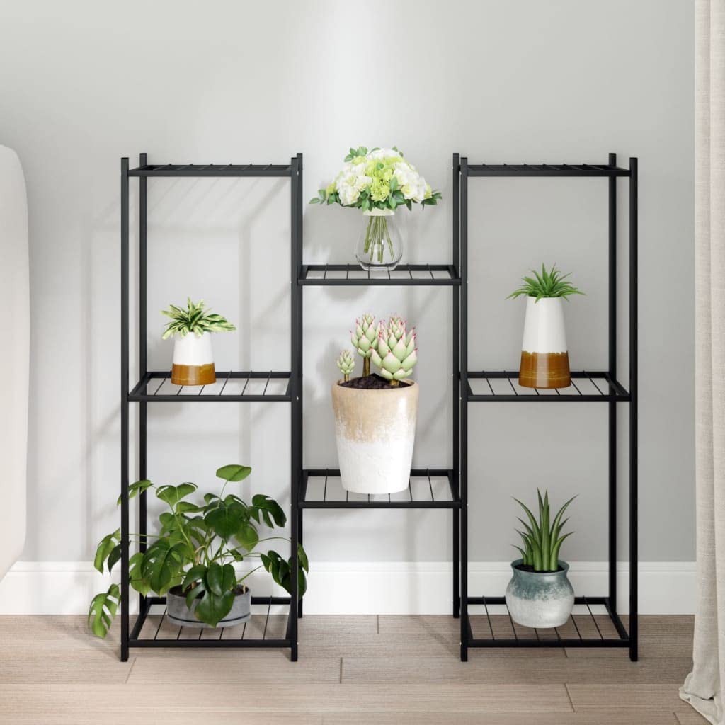 Jardinera (83 x 25 x 80 cm, 3 niveles), color negro | Estante de esquina para plantas, soporte sólido, expositor de almacenamiento