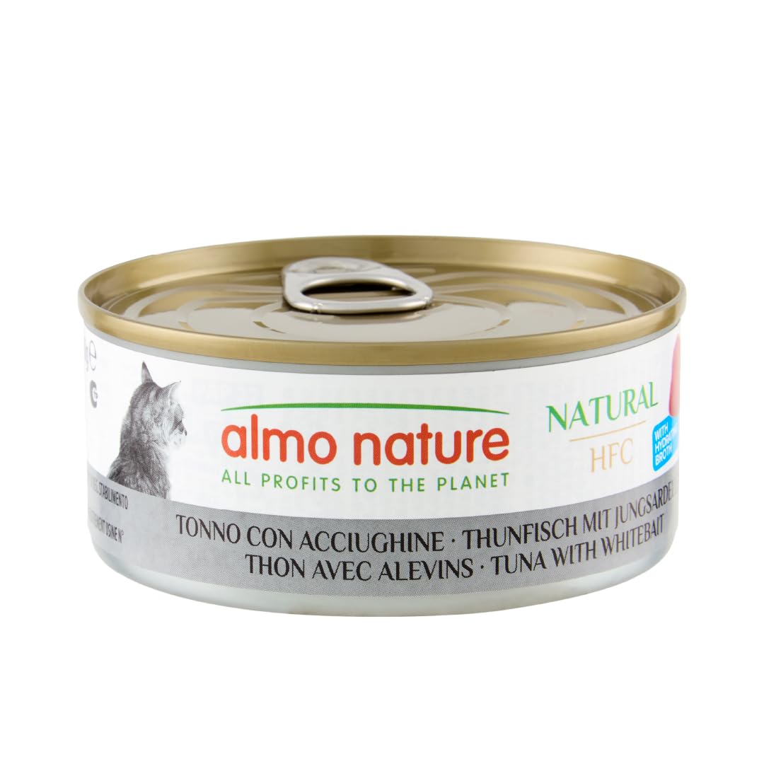 almo nature HFC - Alimento Natural para Gatos Adultos, 100% atún con Carnero Blanco, 150 g x 24