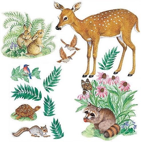Wallies 15204 Woodland Animals Wallpaper Mural, 2-Sheet - Wall Decor