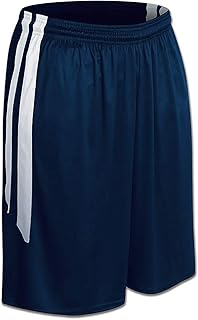 Champro Dri Gear Muscle - Pantalones Cortos de Baloncesto de poliéster, tamaño Mediano, Color Azul Marino, Blanco