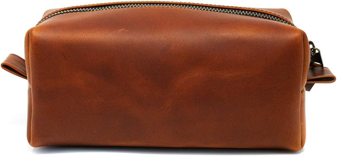 Leather Dopp Kit, Men's Chocolate Leather Travel Kit, Monogrammed Toiletry Bag, Milwaukee Leather Travel Case Made In The USA