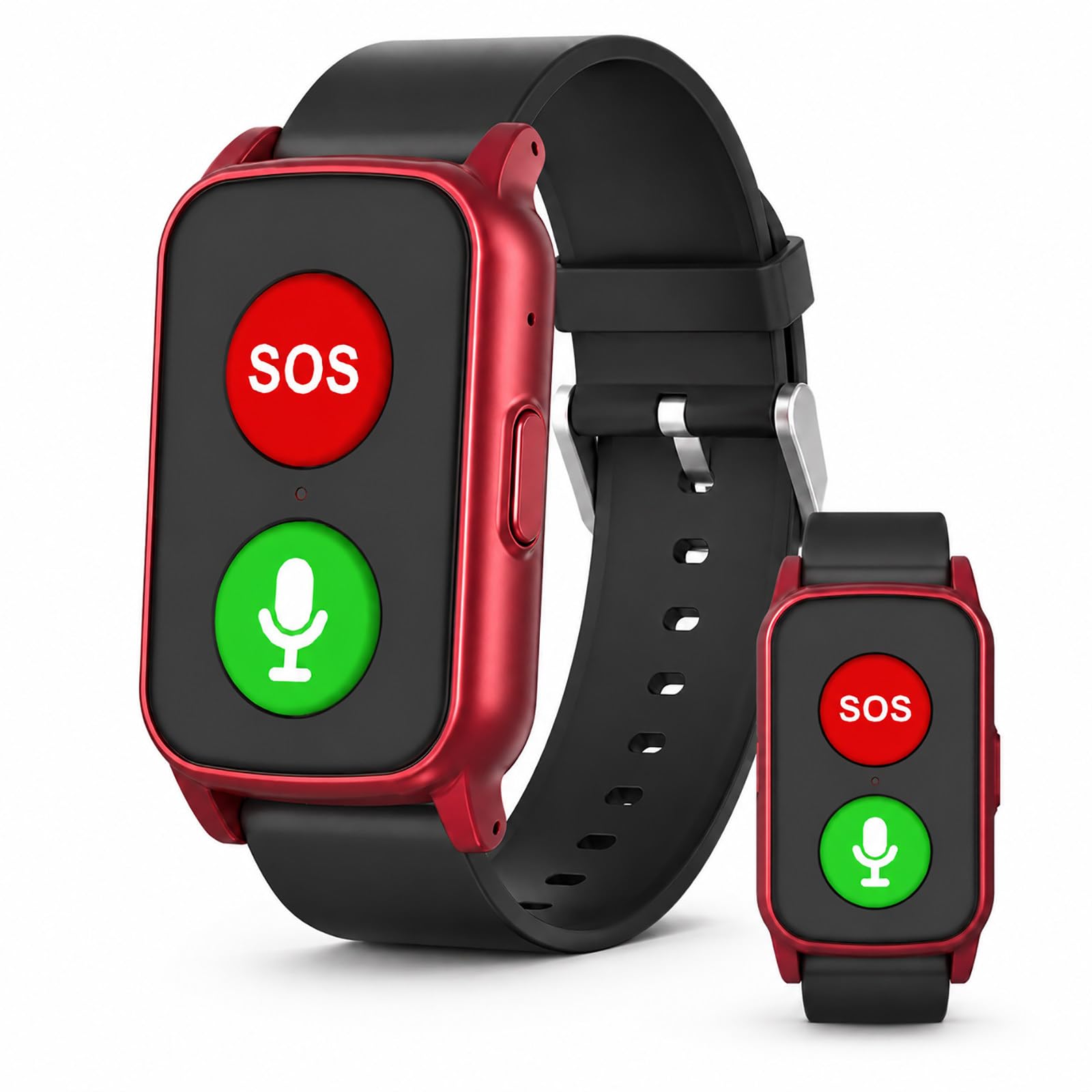 Montre GPS Senior avec SOS - Géolocalisation en Temps Réel, Historique des Trajets, Appels Vocaux et Notifications Famille Red