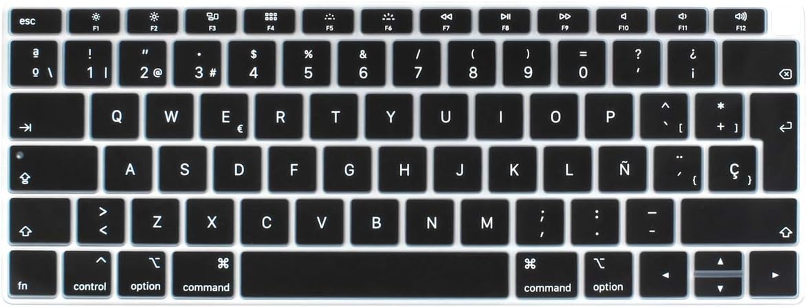 Batianda Spanish ESP Ultrathin Waterproof Silicone Keyboard Cover Skin for New MacBook Air 13 inch 2019 2018 with Touch ID Model:A1932 (Black)
