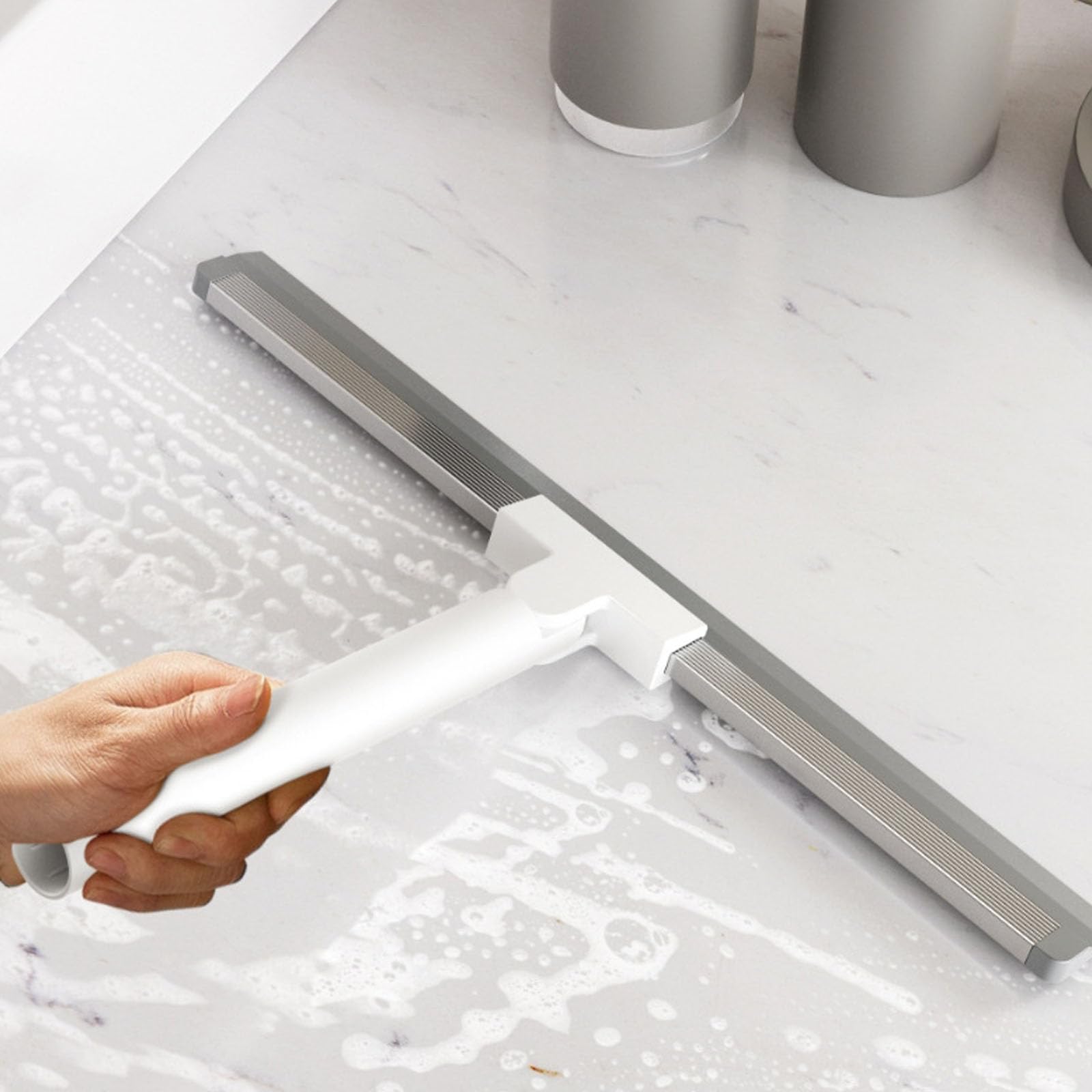 Escobilla de goma de 36 cm que ahorra espacio para baño, secado rápido, fácil almacenamiento, raspador de agua eficiente, ideal para limpiar y mantener suelos.