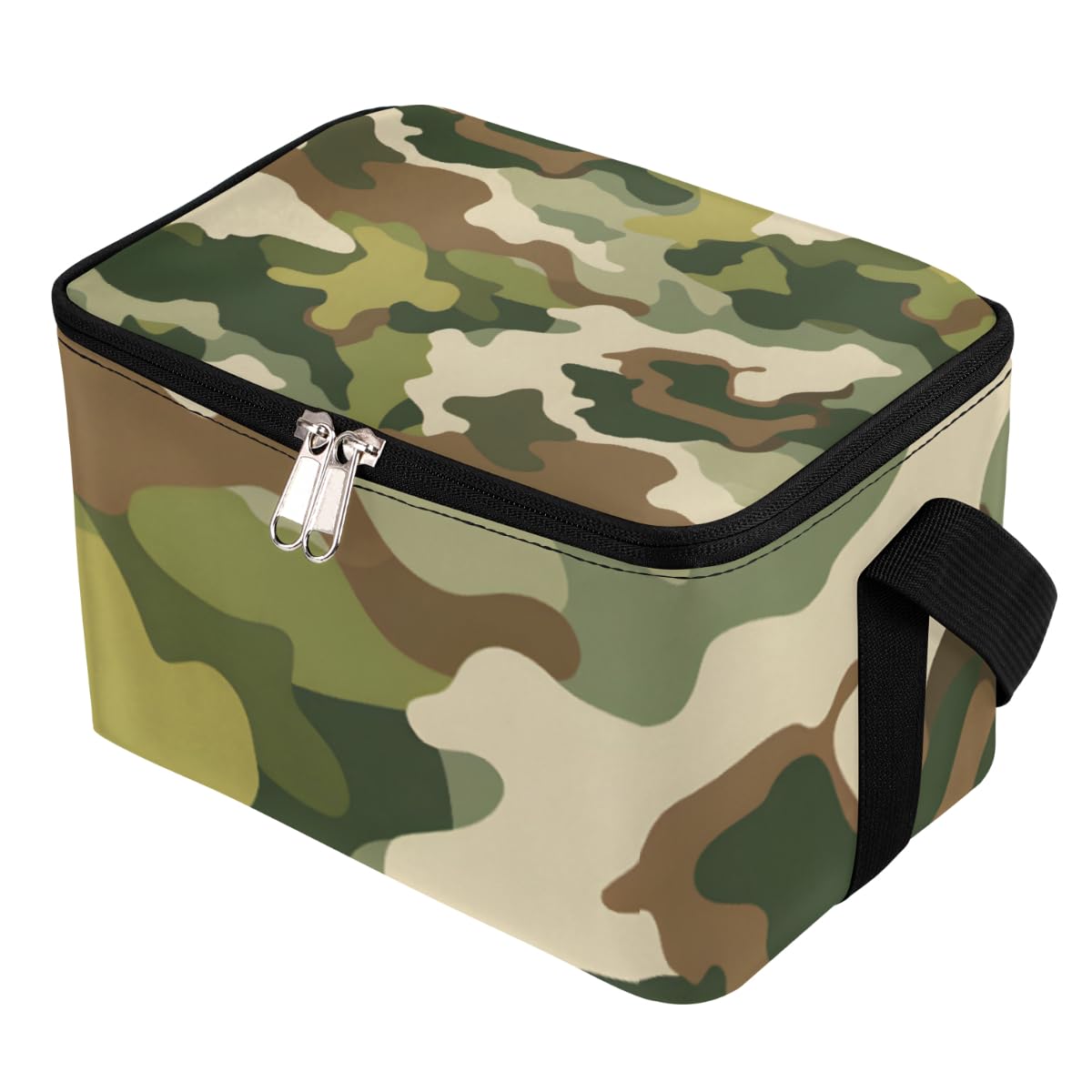 Lunch Bags for Women Men 9 Cans,Fashion Camo Green Hot & Cold Food Delivery Bag Insulated Grocery Bag Insulated Lunch Box Camouflage Cooler Bag for Office Work Picnic Beach