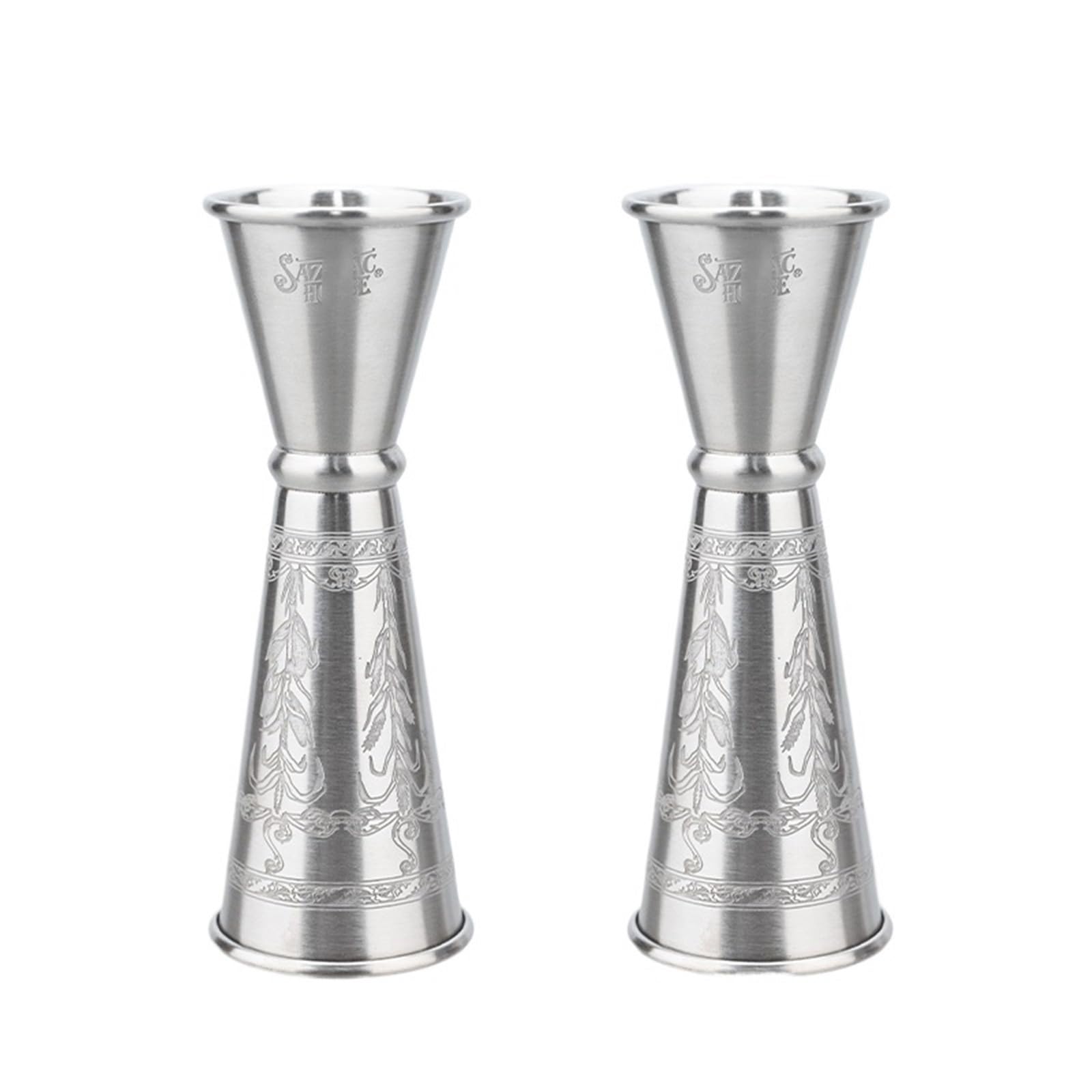 Medidor de cócteles Cone Tazas medidoras de acero inoxidable 304, 30/40/50/60ml, bebida cóctel, Jigger, vaso mezclado, taza medidora líquidos(Silver 2pcs 30ml 60ml)