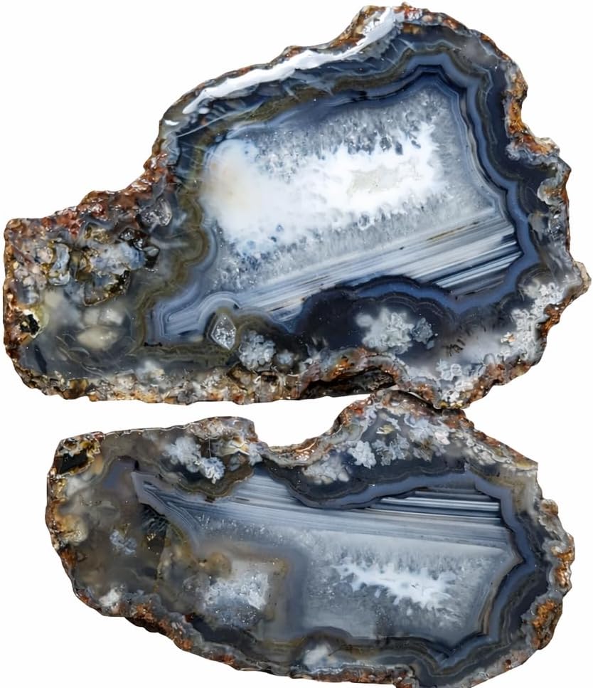 Blue Waterline Agate: Polished Scenic Stone with White Plumes