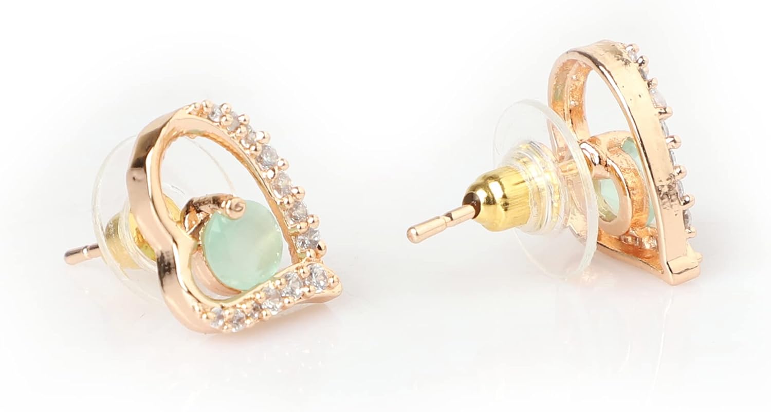 I Jewels Rose Gold Plated Fashion Cubic Zirconia American Diamoand Stud Earrings For Women (E2972Min) - Image 4