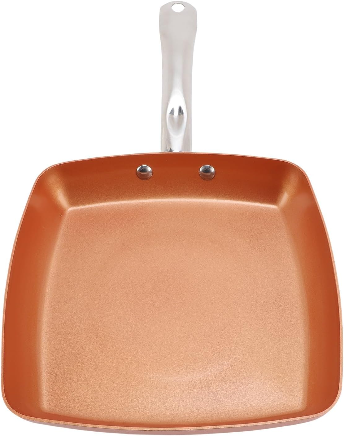 GOTOTOP Square Frying Pan, Copper Colored Aluminum Anti Stick Skillet with Compound Bottom, Ideal for Family Meals on All Stovetops