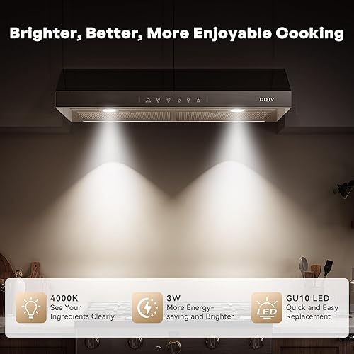 Miniatura 7 de Campana extractora para debajo del gabinete de 30 pulgadas, motor centrífugo dual de 900 CFM, ventilación de cocina con conductos de 3 velocidades,