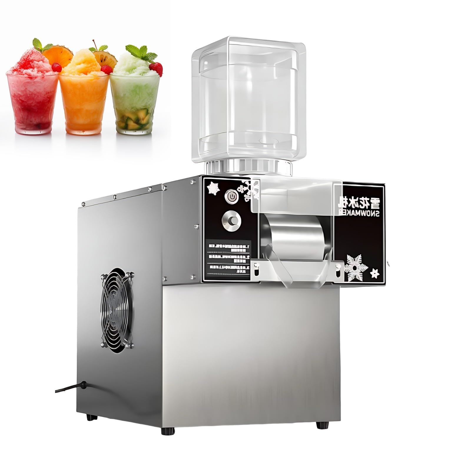 Tritaghiaccio Elettrico per Ristorazione Bar, 360W/750W Macchina Bingsu ad Alta Potenza, Affettatrice Ghiaccio Professionale da Banco per caffè(360W)