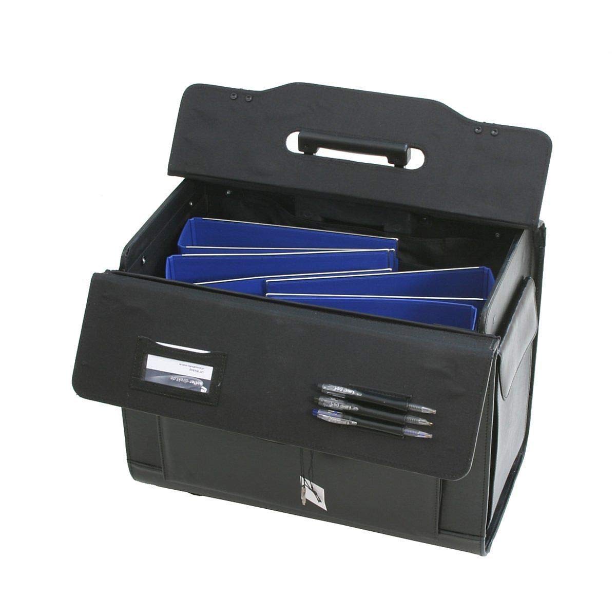 Estuche de piloto de cuero genuino con ruedas XXL de cuero genuino de lujo con compartimiento principal extra grande, bolsillo frontal y dos bolsillos laterales