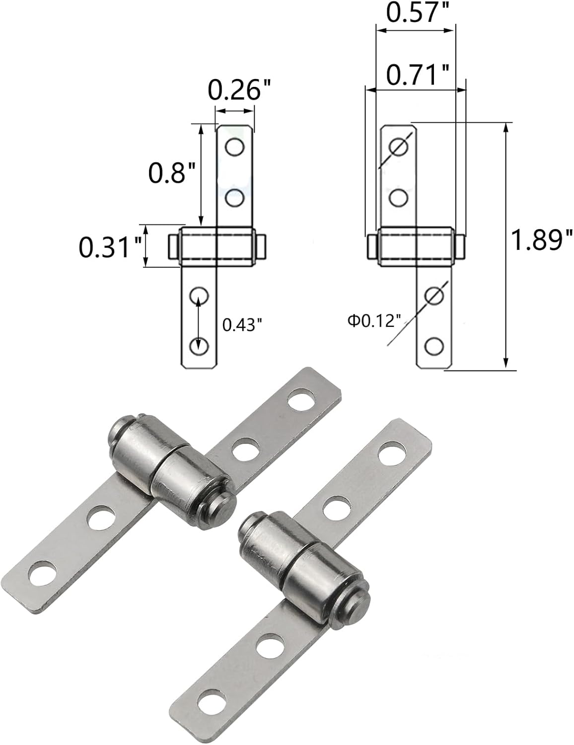 MY MIRONEY 2 Sets 360 Degree Torque Hinge, 0.5N.m, Large