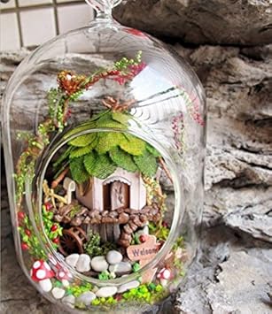Amazon Co Jp 森の小屋 Diy 組み立て式 球体ガラス ミニチュアドール ハウス 音感センサーライト搭載 精霊の小屋 ホビー