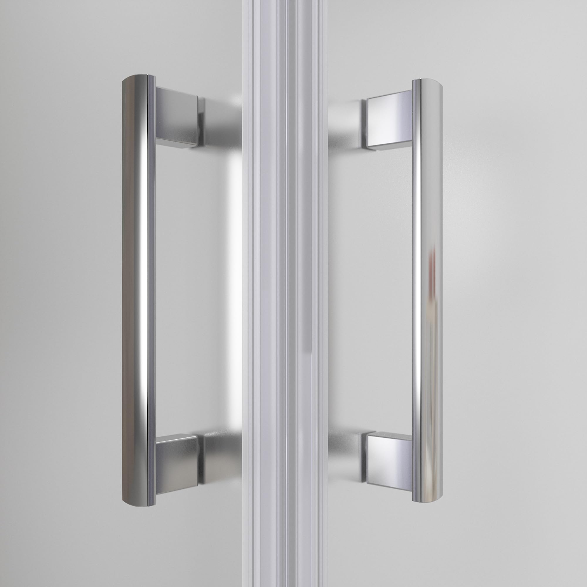 Cabina de ducha cromada de 3 lados 70 x 120 x 70 cm con doble corredera de 190 cm de altura y cristal templado mate de 6 mm perfiles de aluminio cromado modelo Tremiti