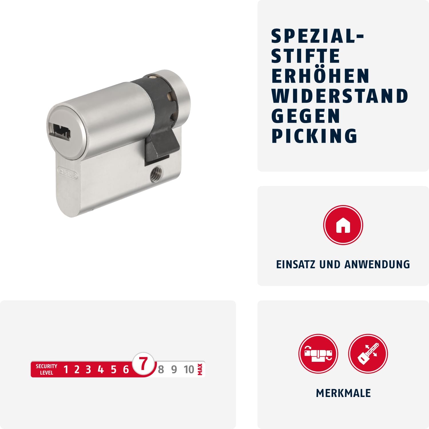 ABUS Profile Cylinder Lock D6XNP 10/30 B/SB with Keycard and 5 Keys, 482946