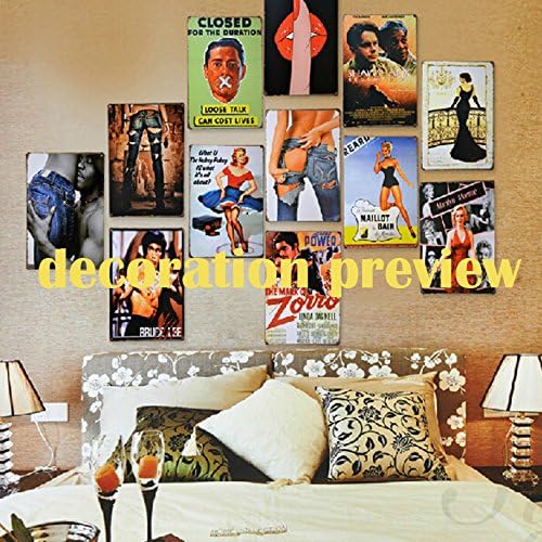 Miniatura 7 de Paquete de 5 carteles de lata retro vintage, carteles de metal para coche de gasóleo para garaje, barra de cueva, 8 x 12 pulgadas