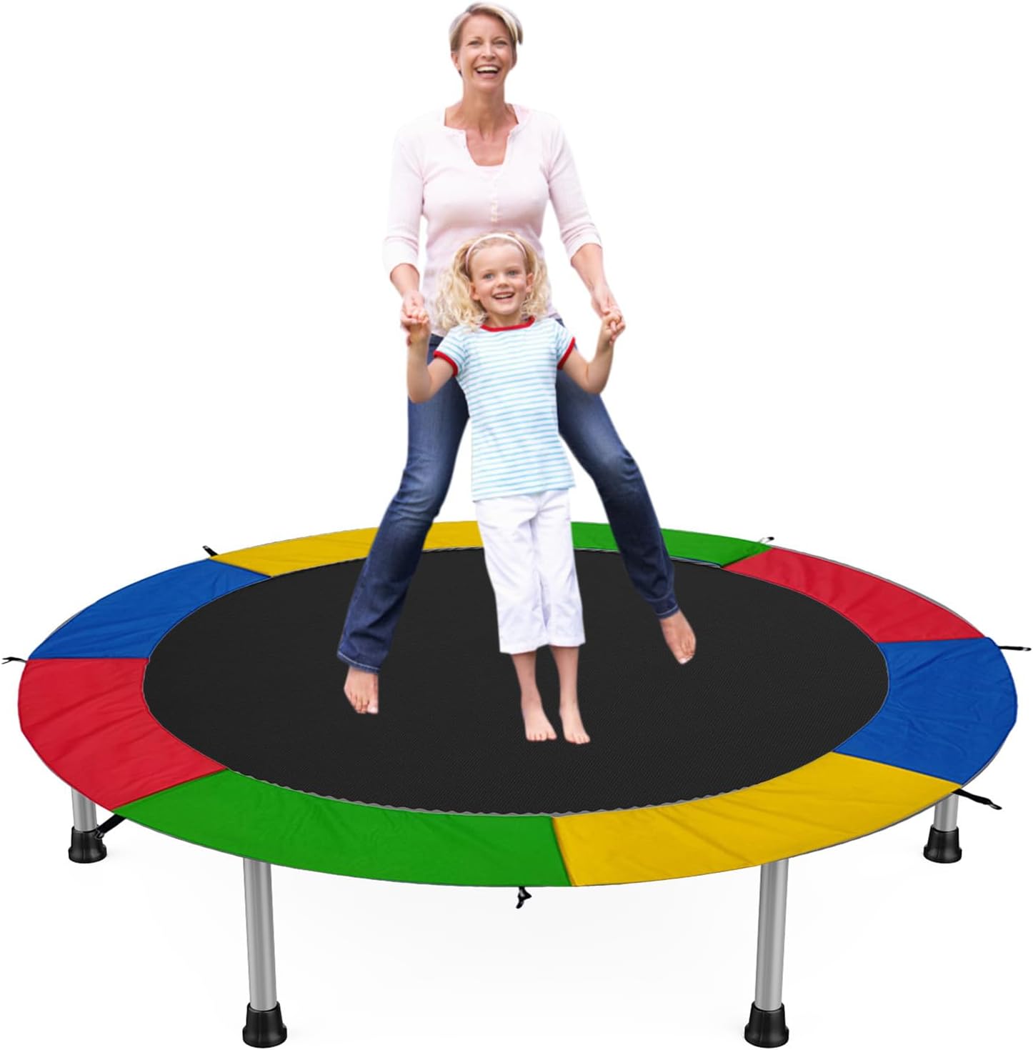 Genérico Foldable Mini Trampoline for Kids and Adults, Thick PVC Safety Spring Pad for Trampoline, Ideal for Body Fitness, Indoor/ Garden/Training