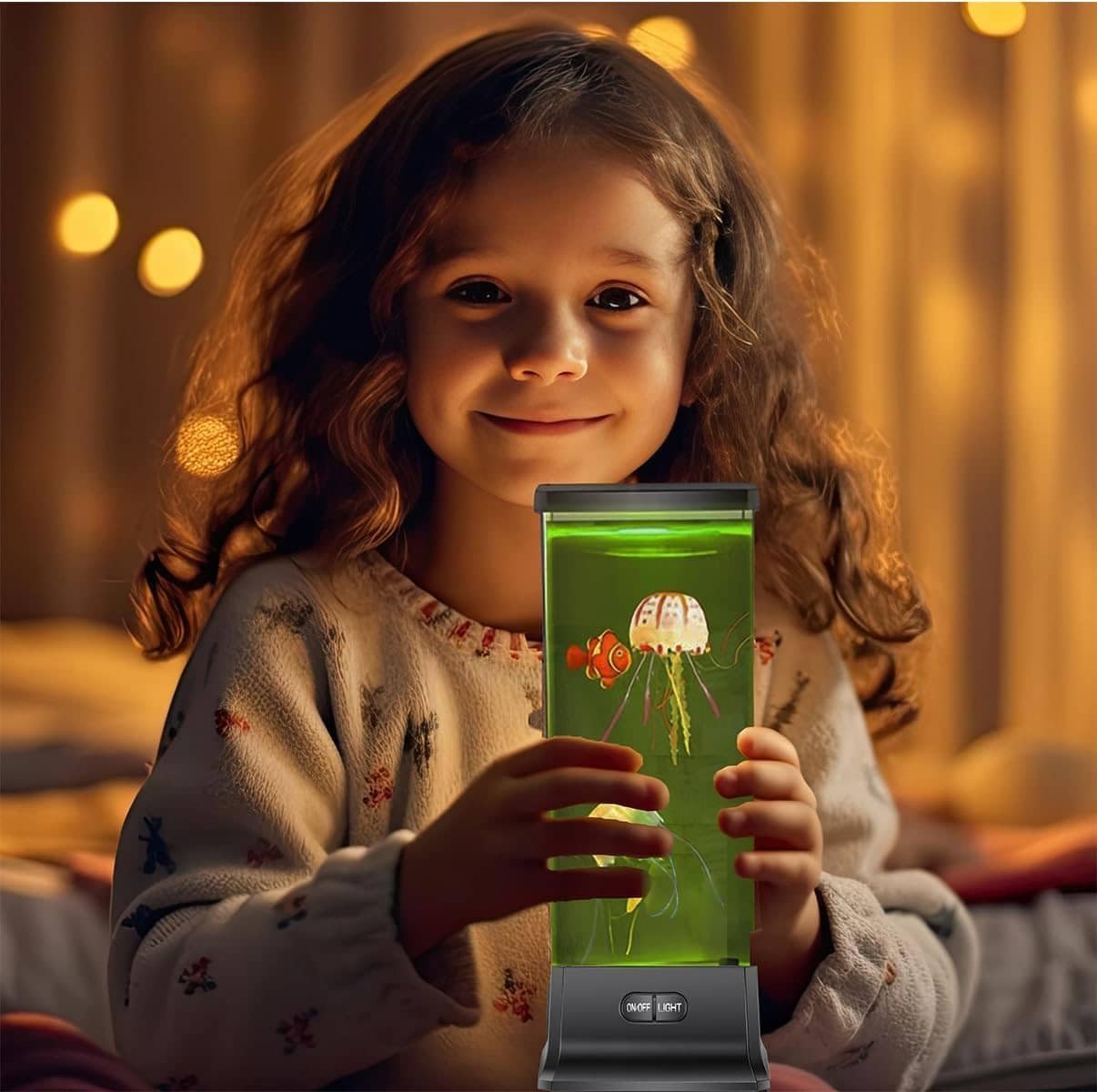 COLORLIFE Electric Jellyfish Tank Table Lamp with Color Changing Light Gift for Kids Men Women Home Deco for Room Mood Light for Relax(Black) - Image 7